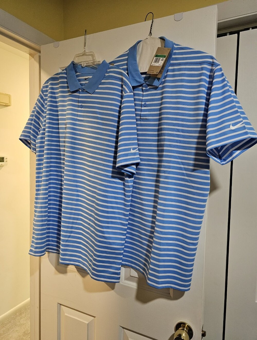 Set Of 2 Nike Men’s Light Blue & White Striped Polo Shirt Size XL